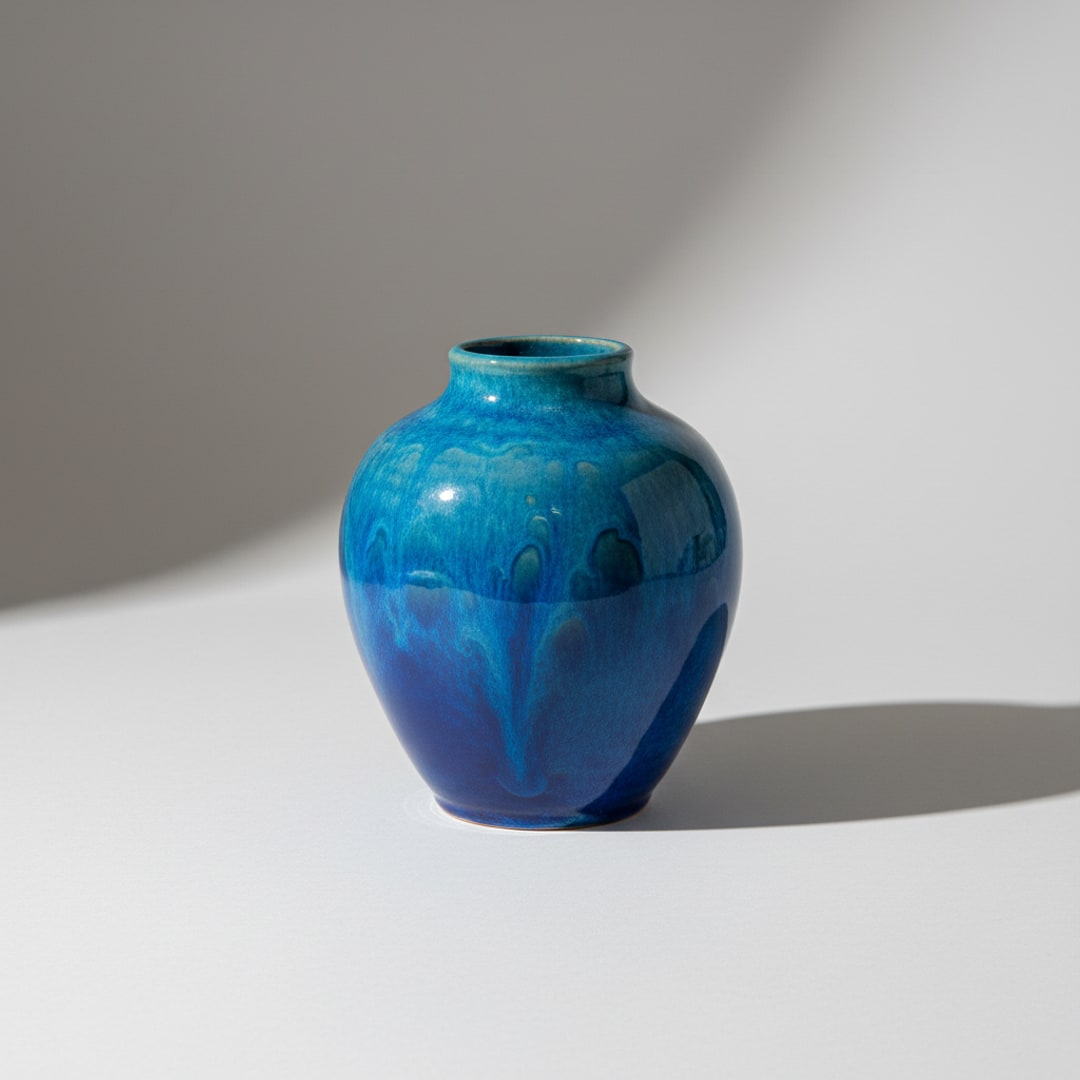 Hand-Glazed Ceramic Vase, Coastal Blue — Amalfi Casa