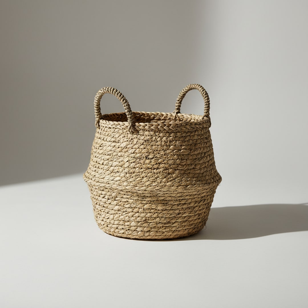 Woven Seagrass Basket, Medium — Amalfi Casa