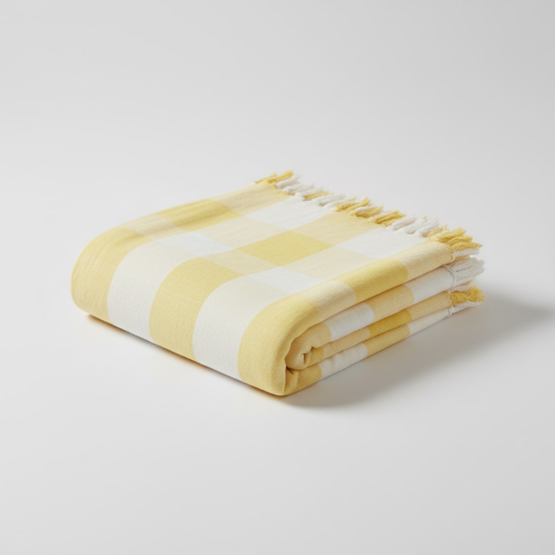Cotton Throw, Lemon Stripe — Amalfi Casa